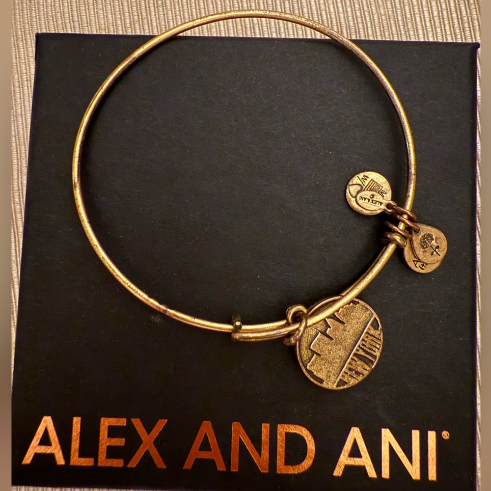 ⭐️ Alex and Ani: Gold Charm Bracelet with New York Cityscape